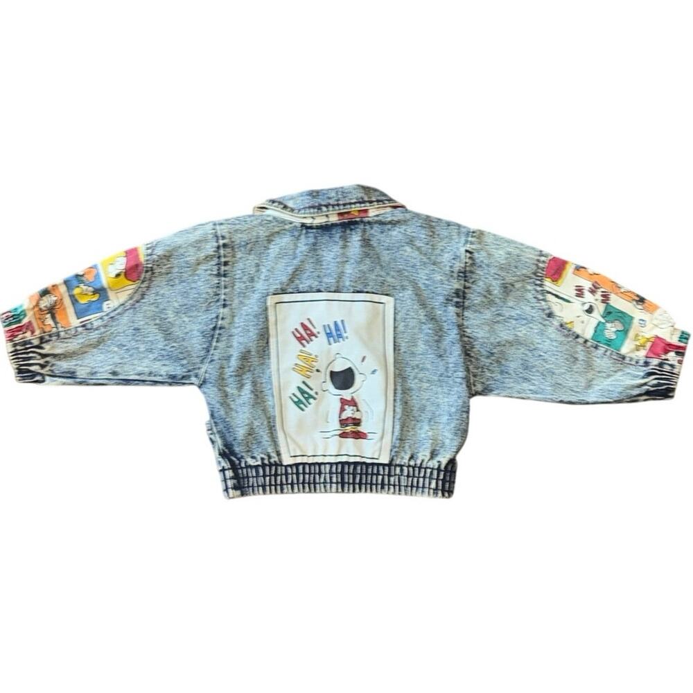 Vintage Baby Peanuts Denim Jacket 12M Snoopy Charlie Brown Comic Print 90s